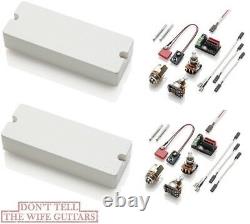 Emg 808 + 808 White 8 String Soapbar Active Guitar Pickup Set Pots & Wiring