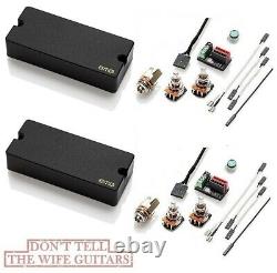 Emg Hz 7 & Hz7a Black Passive 7 String Soapbar Guitar Pickup Set Pots & Wiring