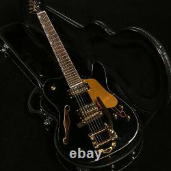 F Hole Black Style Electric Guitar Hollow Basswood Body Gold Hardware 22 Fret