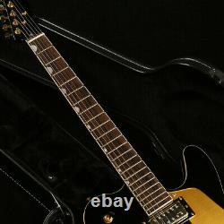 F Hole Black TL Style Electric Guitar Hollow Basswood Body Gold Hardware 22 Fret