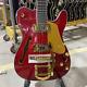 F Hole Red Tl Style Electric Guitar Hollow Body Flamed Maple Top Gold Hardware