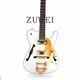 F Hole Tl Electric Guitar Bigsby Bridge Gold Hardware Set In White Color Archtop