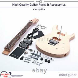 Flamed Maple Unfinished Electric Guitar Kit Mahogany Body & Neck with Hardware DIY