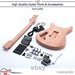 Flamed Maple Unfinished Electric Guitar Kit Mahogany Body & Neck with Hardware DIY