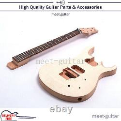 Flamed Maple Unfinished Electric Guitar Kit Mahogany Body & Neck with Hardware DIY