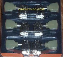 Gibson Les Paul Tuners Set Kluson Deluxe Nickel Pearloid Green Guitar Parts SG
