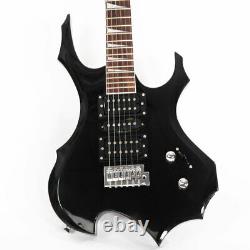 Glarry 36''Flame HSH Pickup Shaped Electric Guitar with Accessories Set Black