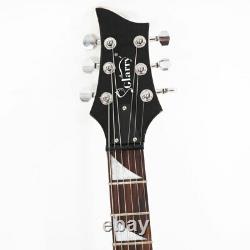 Glarry 36''Flame HSH Pickup Shaped Electric Guitar with Accessories Set Black