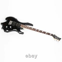 Glarry 36''Flame HSH Pickup Shaped Electric Guitar with Accessories Set Black