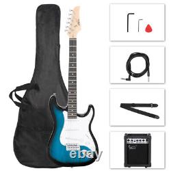 Glarry GST Beginner Electric Guitar Set with White Pickguard, 20W Amplifier