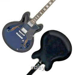 Glarry Semi-Hollow Electric Guitar Set Neck + Bone Nut Basswood Body Blue + Case