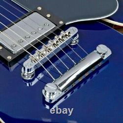 Glarry Semi-Hollow Electric Guitar Set Neck + Bone Nut Basswood Body Blue + Case