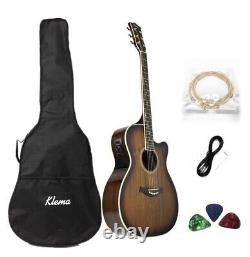 Haze 40 OM Shaped All-Mahogany Electro-Acoustic Guitar +Free Bag F-561TBCEQ