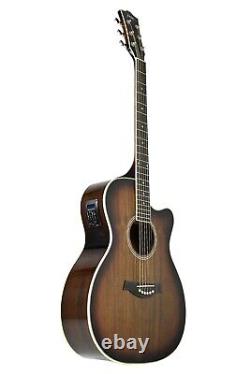 Haze 40 OM Shaped All-Mahogany Electro-Acoustic Guitar +Free Bag F-561TBCEQ