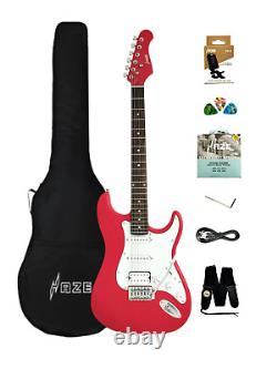 Haze E211 Fiesta Red HST Electric Guitar with accessories