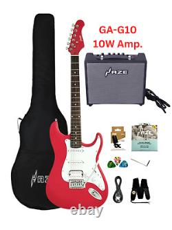 Haze E211 Fiesta Red HST Electric Guitar with accessories