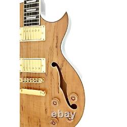Haze E239GC Semi-Hollow Body Electric Guitar with Spalted Maple Veneer+ Free Bag