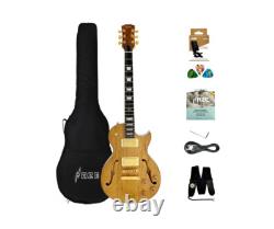 Haze E239GC Semi-Hollow Body Electric Guitar with Spalted Maple Veneer+ Free Bag