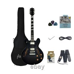Haze SEG-272 Jet-Black Semi-Hollow Body, F Holes Electric Guitar +Free Gig Bag