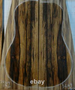 Highly figured black and white limba guitar tonewood back and side luthier set