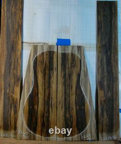Highly figured black and white limba guitar tonewood back and side luthier set