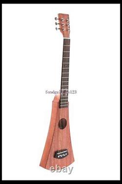 Hollow Body Travel Acoustic Guitar Full Solid Sapele Bone Nut & Saddles 15 Frets