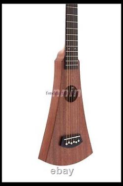 Hollow Body Travel Acoustic Guitar Full Solid Sapele Bone Nut & Saddles 15 Frets