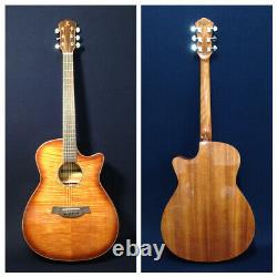 Kriens All-Mahogany+Flame Maple Veneer Electro-Acoustic Guitar+Free Bag KA-430CS