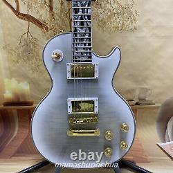 LP White Flame maple top electric guitar Set fingerboard with abalone 6 strings