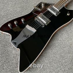 Left Hand Black Electric Guitar Mahogany Body With Transparent Guard H-H Pickups