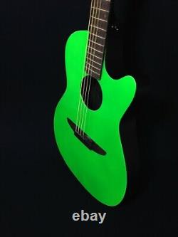 Light-Weight 38 Haze 836CGR Round-Back Acoustic/Classical Guitar, Neon Green+Bag