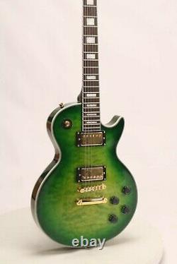 Lp Electric Guitar Quilted maple Top set in joint Gradient green color