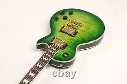 Lp Electric Guitar Quilted maple Top set in joint Gradient green color