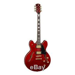 Luna Athena Semi-Hollow-Body Electric Guitar, Trans Red #ATH 501 RED
