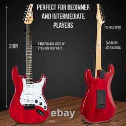 LyxPro Beginner 39 Electric Guitar & Electric Guitar Accessories, Red