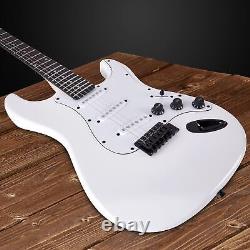 LyxPro Beginner 39 Electric Guitar & Electric Guitar Accessories, White