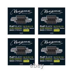 Magma Electric Bass Strings Medium Flat Black Nylon Tapewound Strings 53-113