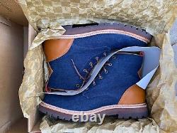 Men's UGG HUNTLEY Blue Denim Boots 11 Navy Leather 1004844 2 Sets Lace NEW BOX