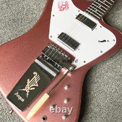 Metal Pink Firebird Style Electric Guitar Mahogany Body With Chrome Hardware 22F