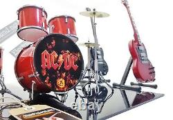 Mini live set AC/DC tribute 14 miniature drum kit + guitar Angus Young acdc box