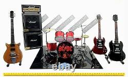 Mini live set AC/DC tribute 14 miniature drum kit + guitar Angus Young acdc box