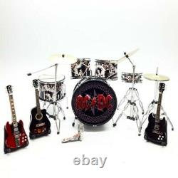 Miniature drum set plus guitars ACDC plus action figure Brian Johnson