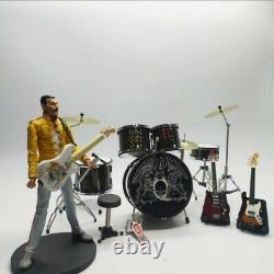 Miniature set drum and Guitars THE QUEEN Black and action figure Freddie mercury