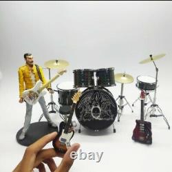 Miniature set drum and Guitars THE QUEEN Black and action figure Freddie mercury