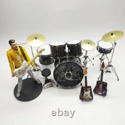 Miniature set drum and Guitars THE QUEEN Black and action figure Freddie mercury