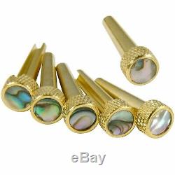 NEW Bridge Pin Set Tone Pin for Acoustic Guitars TP2A SOLID BRASS With ABALONE