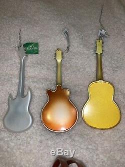 NEW Kurt Adler 5.5 Guitar Christmas Tree Ornaments Set Of 3 RARE Very Detailed