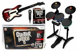 NEW Nintendo Wii Wii-U Guitar Hero 5 BAND SET Kit withDrums+Mic+Guitar Game Bundle