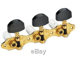 NEW Schaller Hauser Classical Guitar Tuning Key Set Tuners GOLD with Ebony Buttons