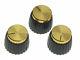 New Set Of 3 Amp Style Knobs For Amplifiers+ Guitars Marshall Style Gold/black